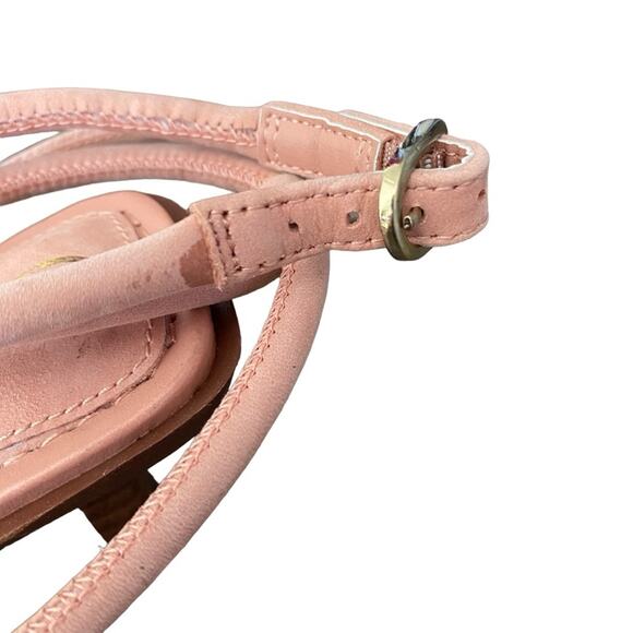 Sam Edelman Dia Peachy Pink Leather Ankle Strap Heeled Sandals size 5 NWOB - Picture 7 of 9